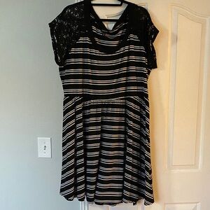 Torrid Black and White Striped Lace Mini Dress